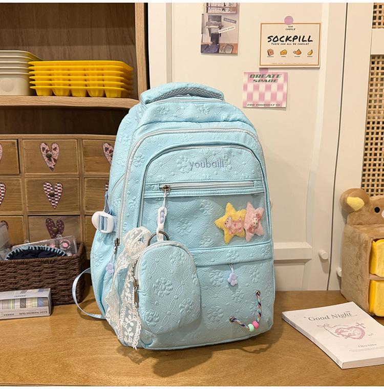 Gentle Candy Color Texture Junior Lightweight Commuter Leisure Backpack