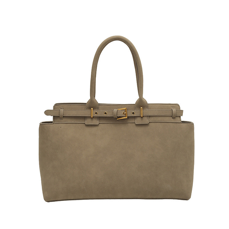 Women's Large Capacity Totes Retro Simple Versatile Niche Deerskin Shoulder Bags