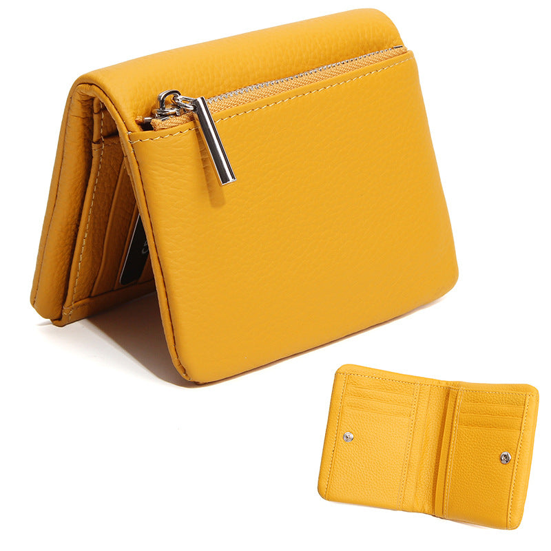 Women's & Men's First Layer Cowhide Leather Short Niche Lightweight Large Capacity Men's Wallets