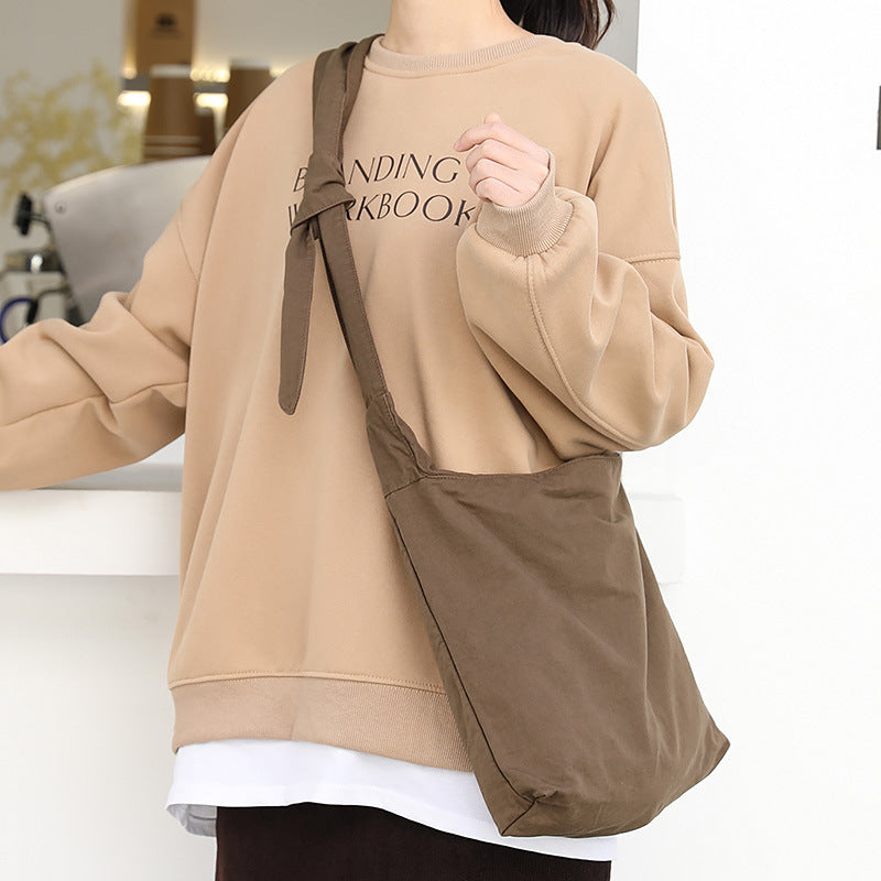 Women's Retro Washed Worn Canvas Knotted Fashion Solid Shoulder Bags