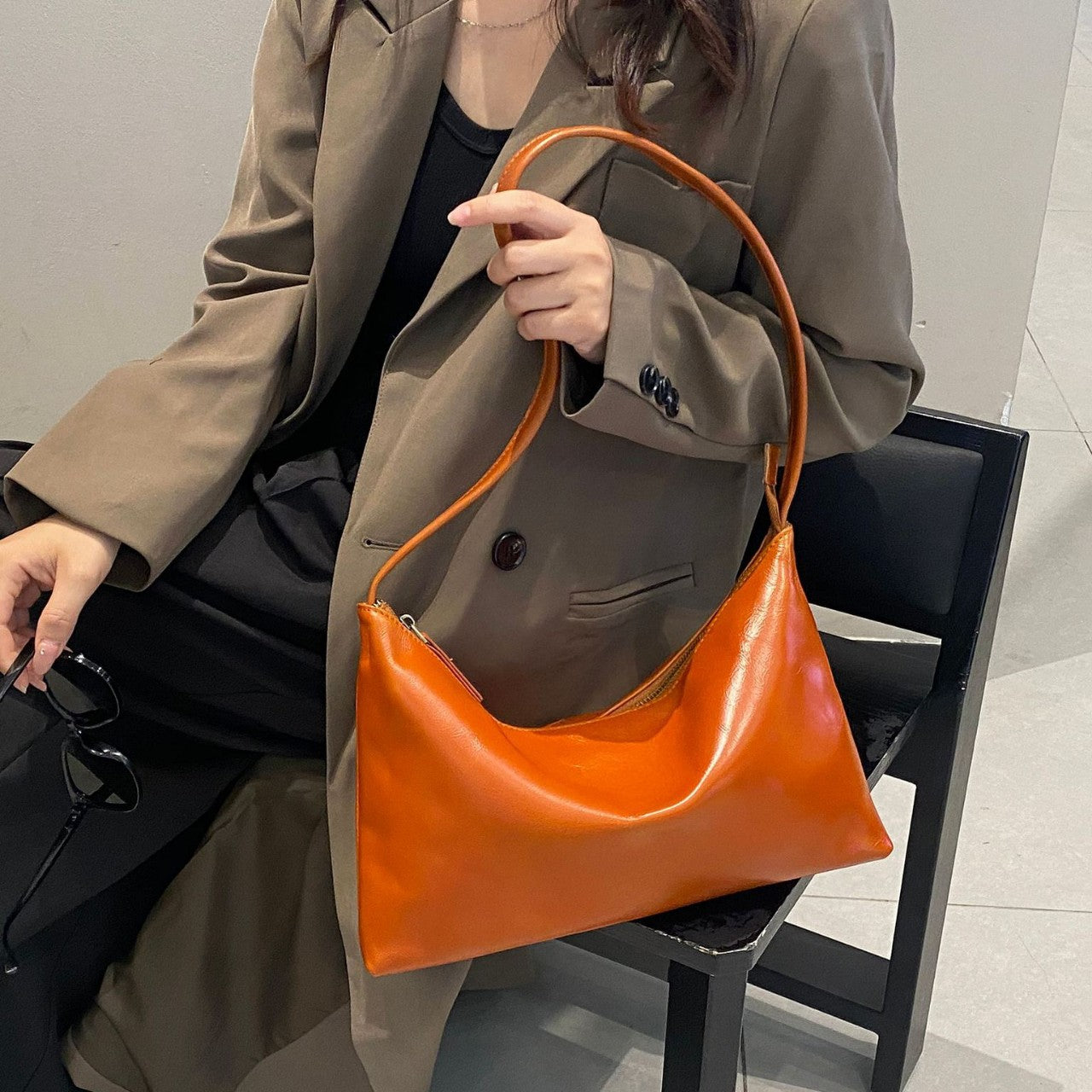 Niche High-grade Portable First Layer Cowhide Gradient Women's Messenger Bag