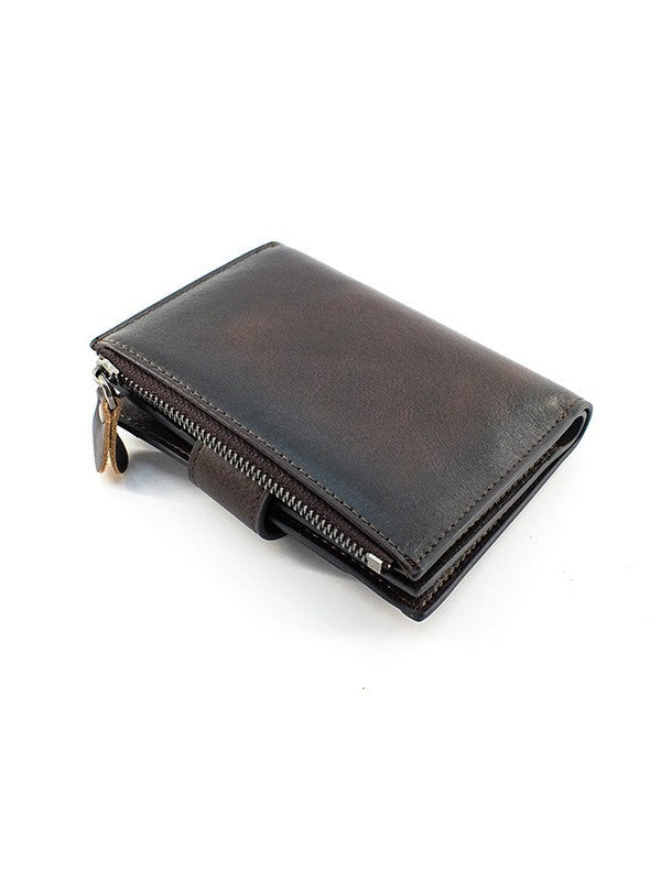 Men's Cowhide Vertical Simple Short Swiping Genuine Men's Wallet