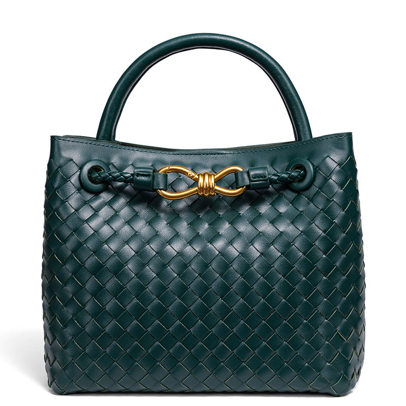 Women's Fashion Bow Metal Hand-woven Design Large Bags