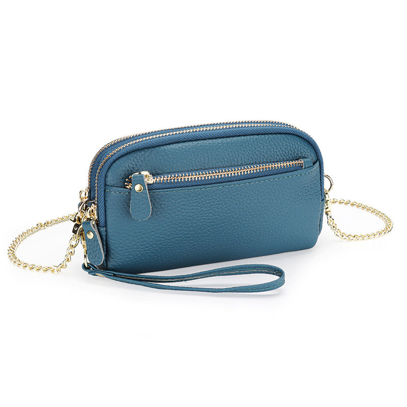 Women's Genuine Leather Chain First Layer Cowhide Large Women's Clutch