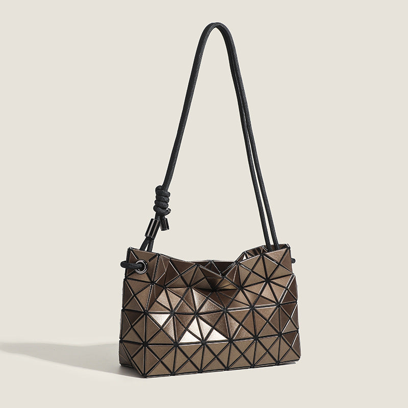 Women's Geometric Diamond Pattern Drawstring Trend Women's Shoulder Bag
