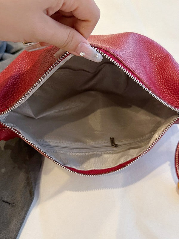 Women's Leather Croissant First Layer Cowhide Dumpling Bags