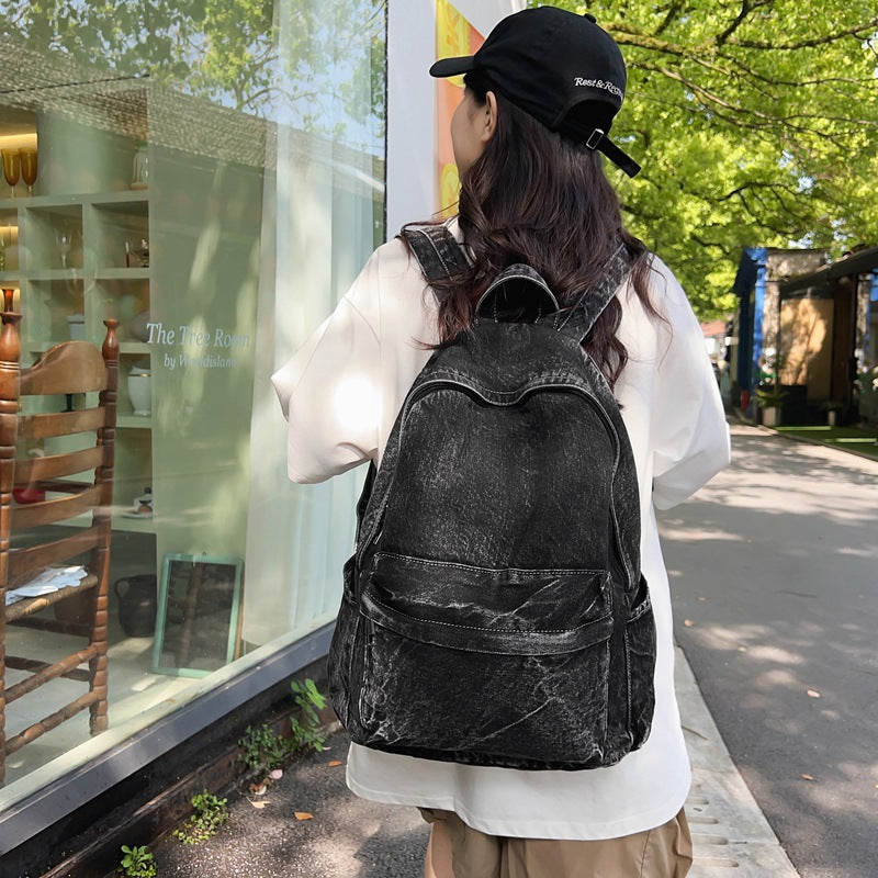 Men's Denim Simple Retro Class Han Camp Backpacks