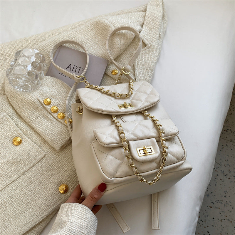 Women's Large Capacity Korean Style Versatile Texture Rhombus Backpacks