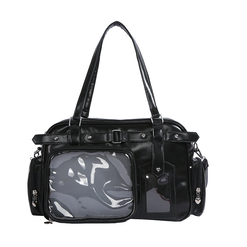 Trendy Cartoon Large Capacity Transparent Two-dimensional Bar Good-looking Women's Handbag