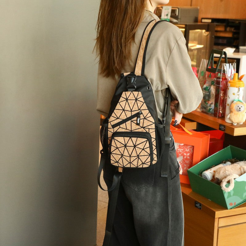 Women's Portuguese Cork Bark Geometric Rhombus Women's Shoulder Bag