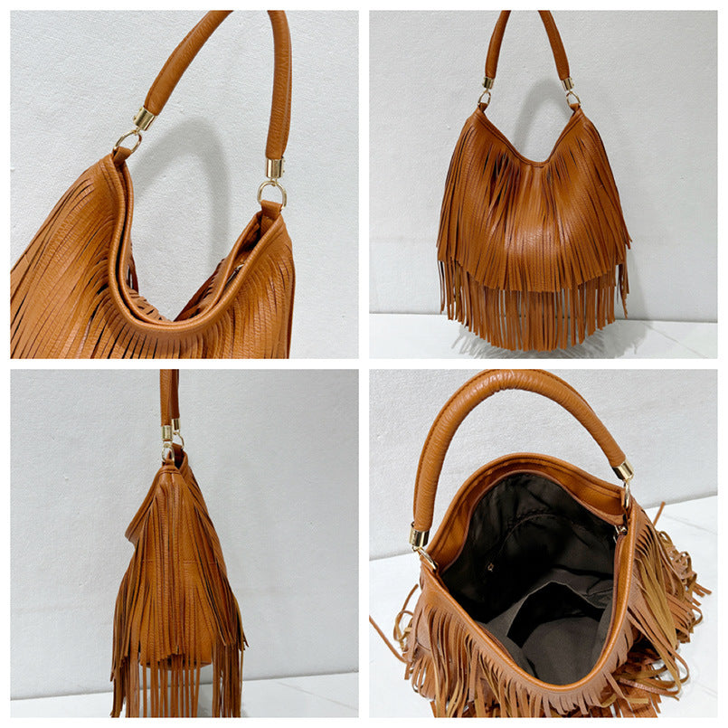 Women's Trendy Simple Big Fashion Tassel Large Capacity Women's Messenger Bag