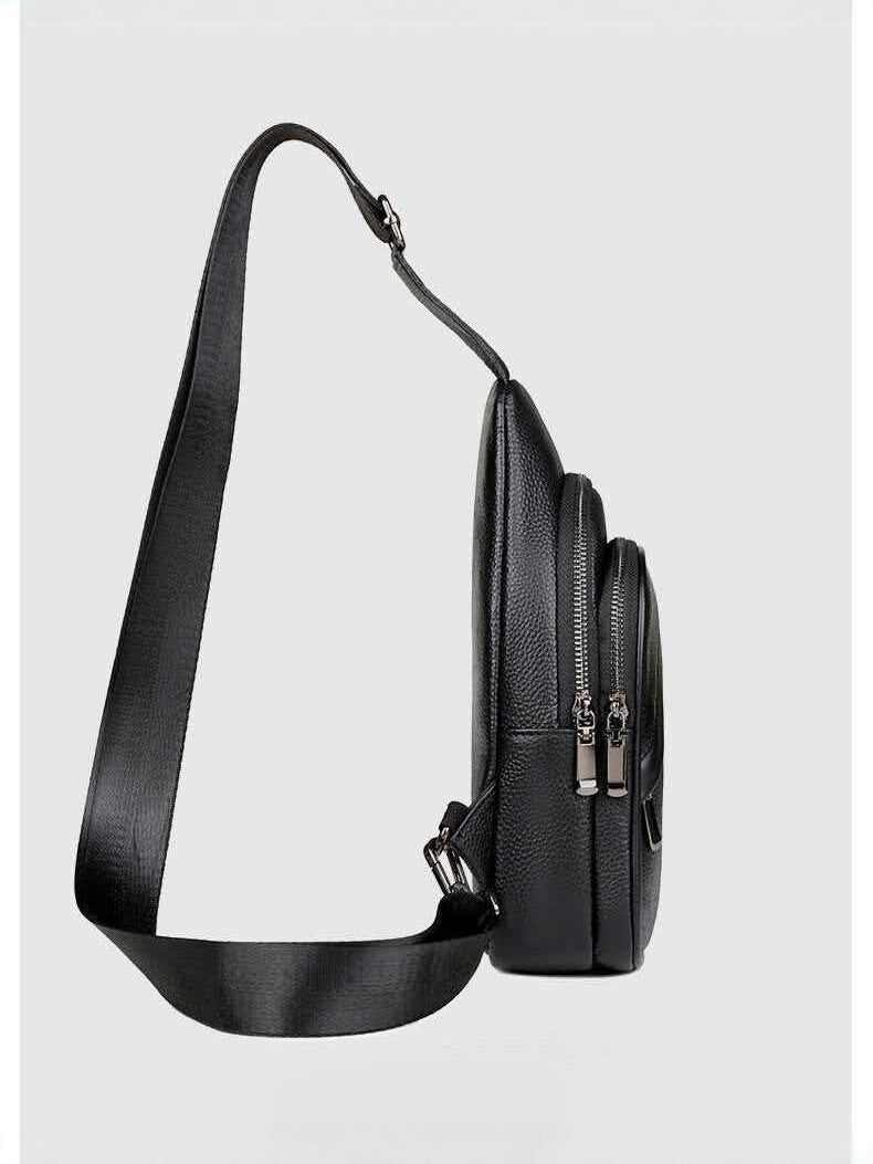 Men's First Layer Cowhide Simple Fashion Commute Leisure Men's Chest Bag