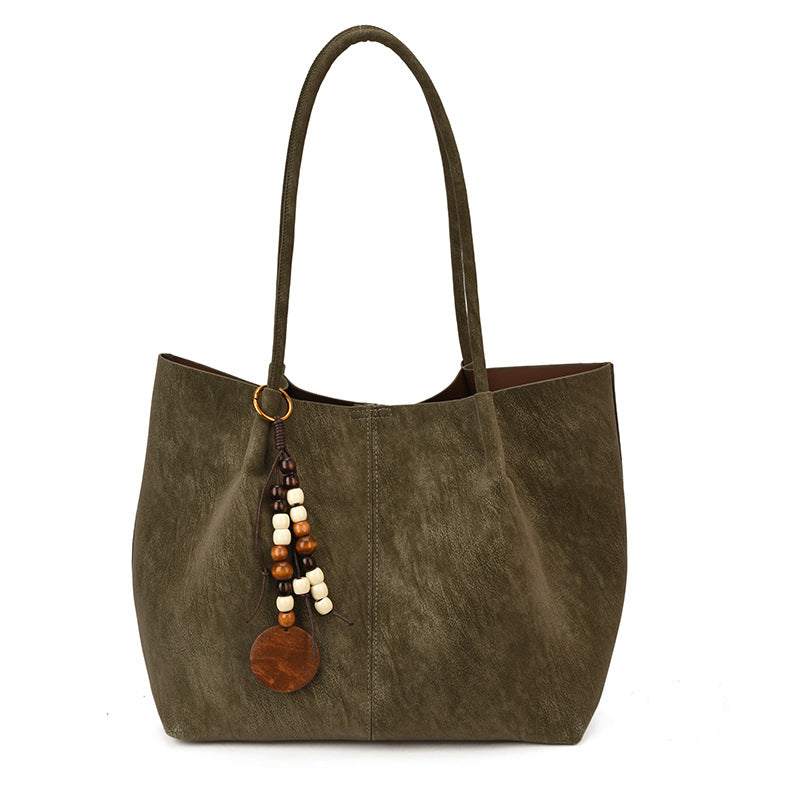 Women's Fashionable High-grade Solid Color Large Capacity Lazy Tote Bag