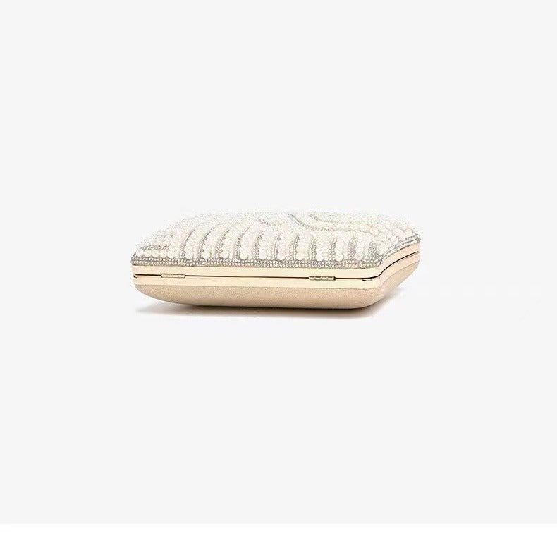 Women's Rhinestone Pearl Clutch Straight Hair Dinner Bag