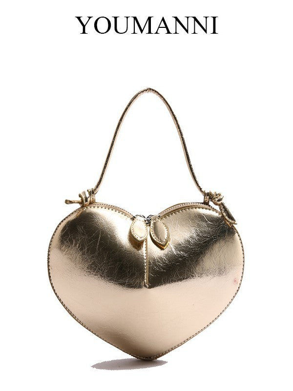 Women's French Fashion Textured Heart Shape Heart-shaped Bags