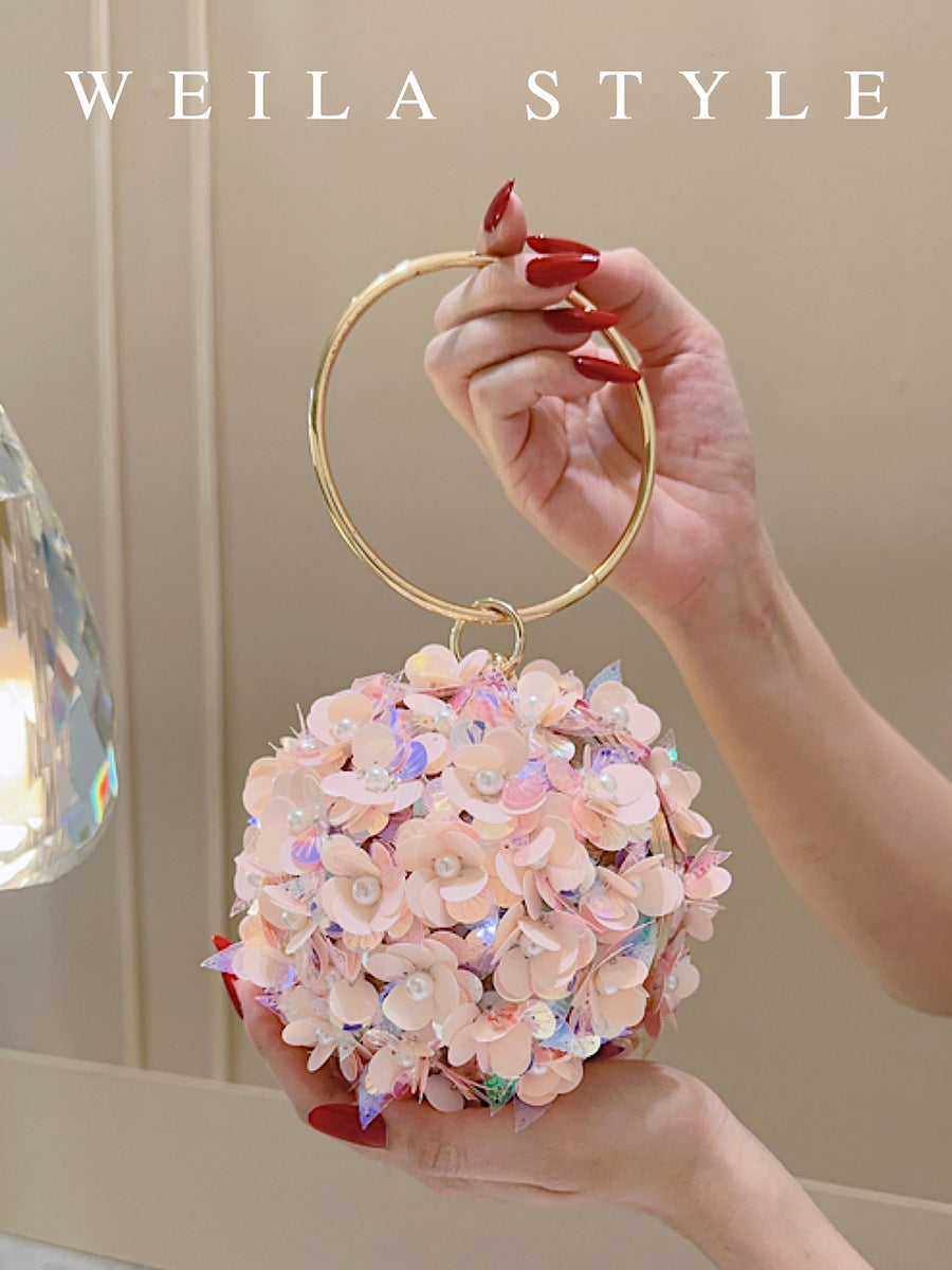 Women's Style Dinner Clutch Banquet Flower Bracelet Spherical Women's Handbag