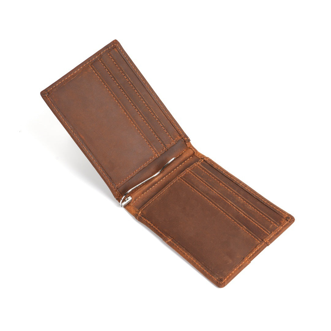 Men's Retro Leather Short Multi Slots American Gold Men's Wallet