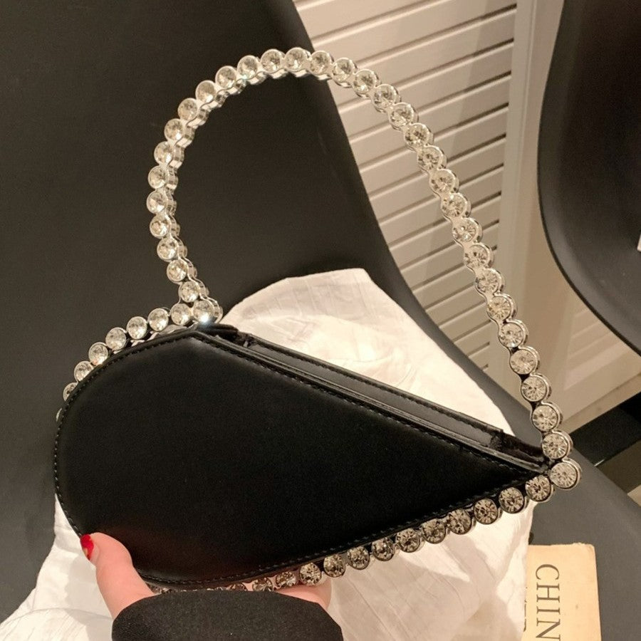 Women's Diamond Design Western Style Heart-shaped Light Luxury Dinner Bag