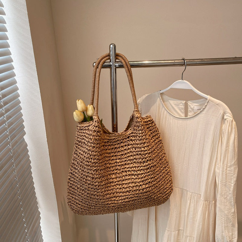 Women's Idle Style Large Capacity Straw Woven Tote Bags