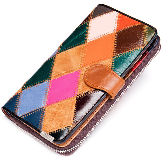 Women's High-grade Leather Large Three-fold Cowhide Ladies Wallet
