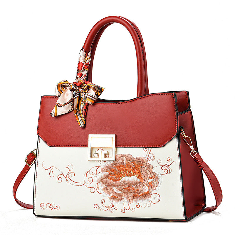 Embroidery Mother Large Capacity National Style Stitching Elegant Women's Handbag