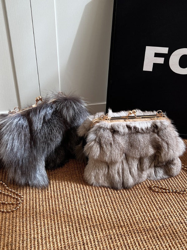Women's Fox Fur Trend Chain Fashion Clipped Women's Messenger Bag