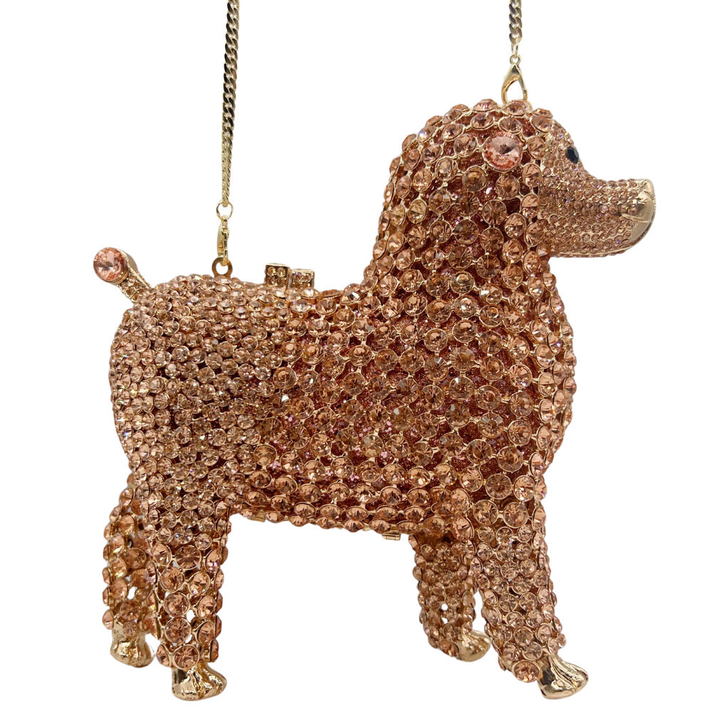 Women's Animal Dog Diamond Banquet Full Clutch Evening Bags