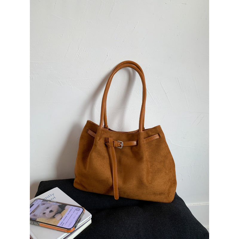 Women's Vintage Large Capacity Suede Commuter Portable Women's Shoulder Bag