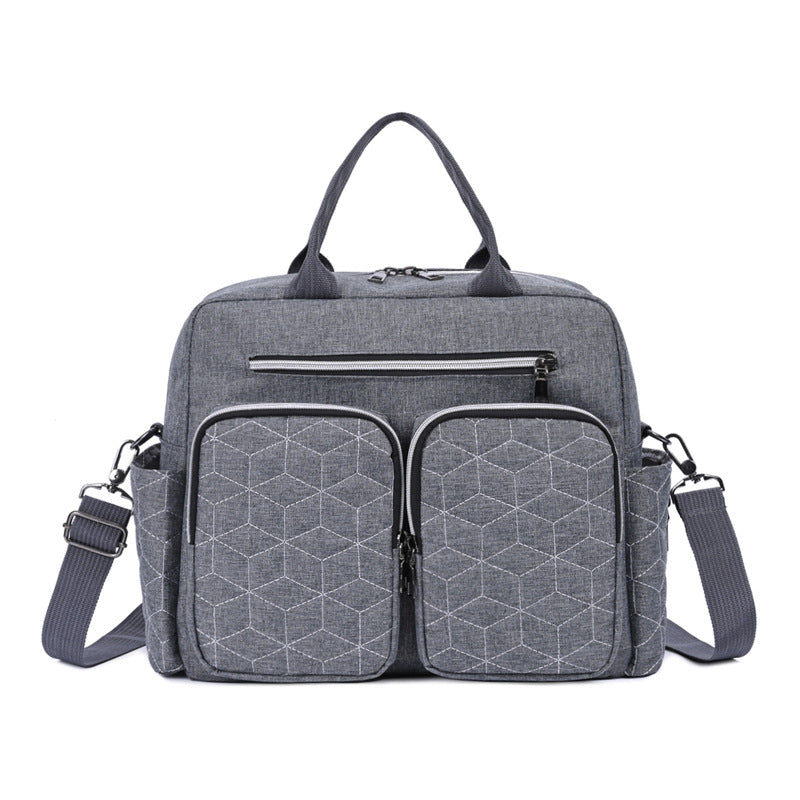 Women's Horizontal Double Pocket Diaper Embroidery Thread Style Lightweight Mummy Bag