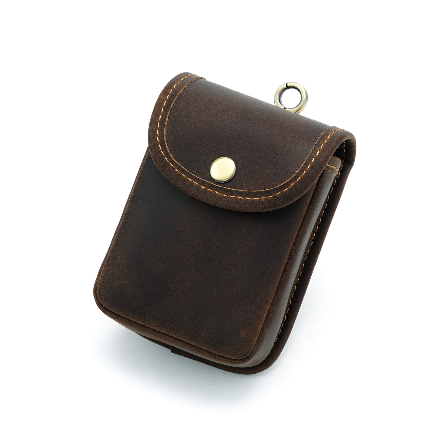 Men's Cowhide Crazy Horse Leather Mini Cigarette Retro Men's Fanny Pack