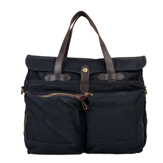 Men's Wax Canvas Waterproof Hard-wearing Portable Business Soft Men's Briefcase