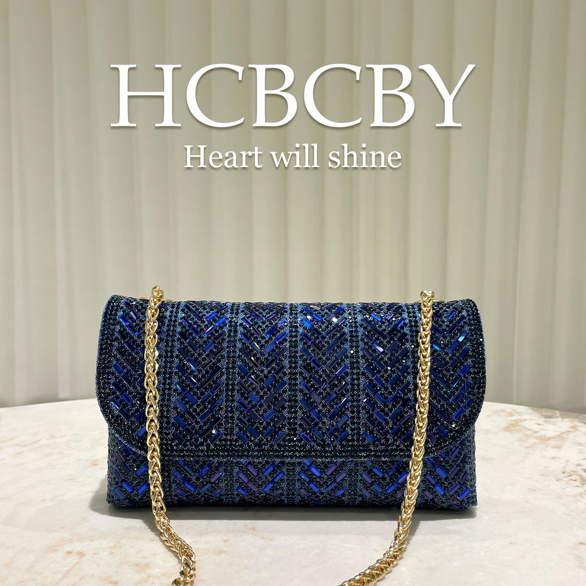 Women's Flash Rhinestone Ornament Envelope Fashionable Elegant Dinner Bag