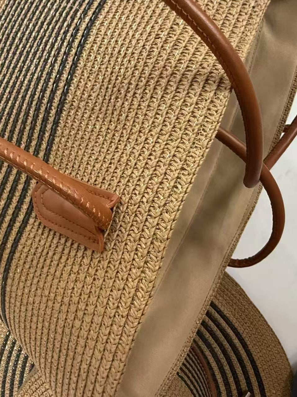 Large Capacity Straw Woven Sun Protection Hat Women's Shoulder Bag