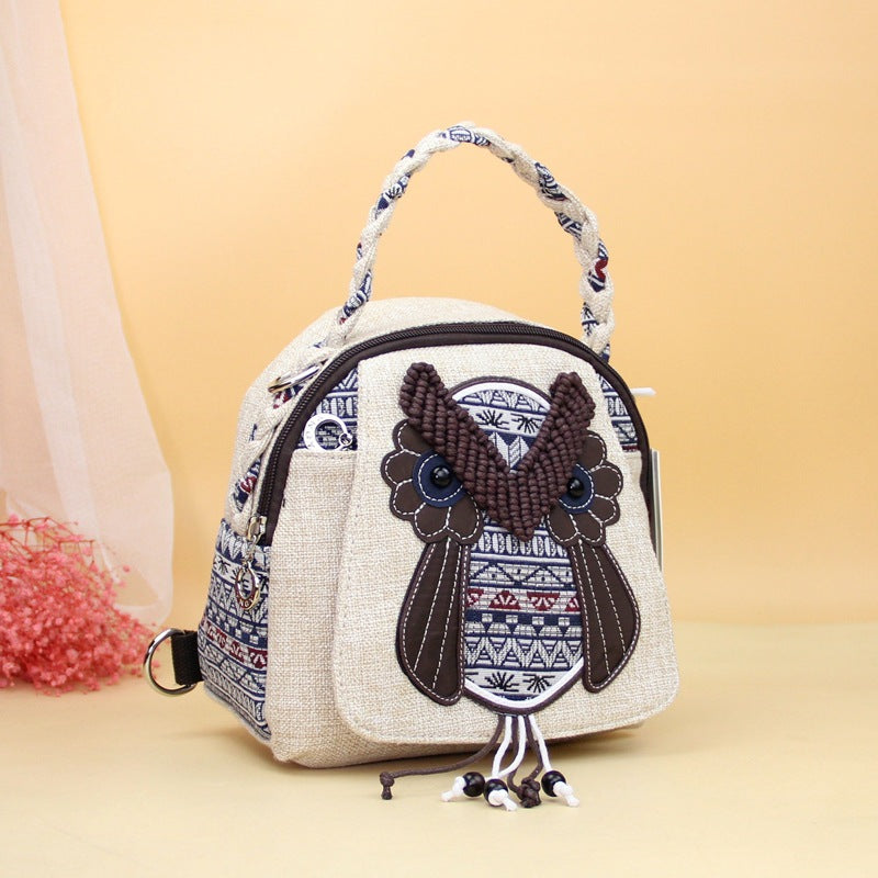Hand-woven Owl Fresh Portable Fabric Ethnic Women's Messenger Bag