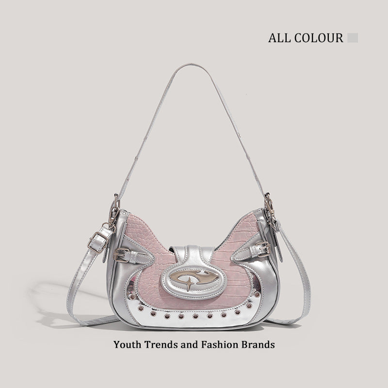Women's Millennium Hot Motorcycle Design Crocodile Pattern Women's Shoulder Bag