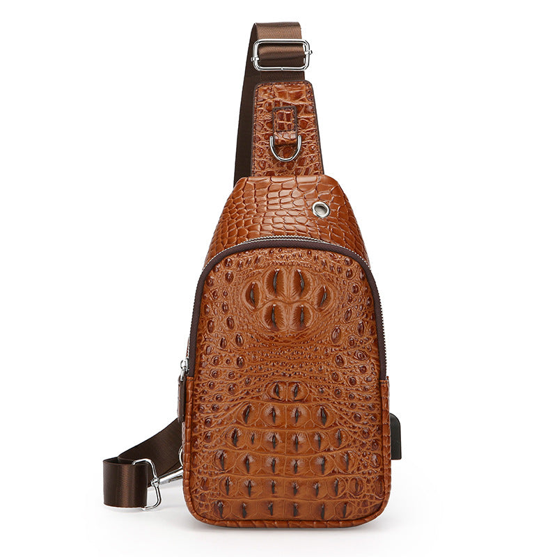 Men's Trendy Crocodile Pattern Retro Large Capacity Men's Messenger Bags