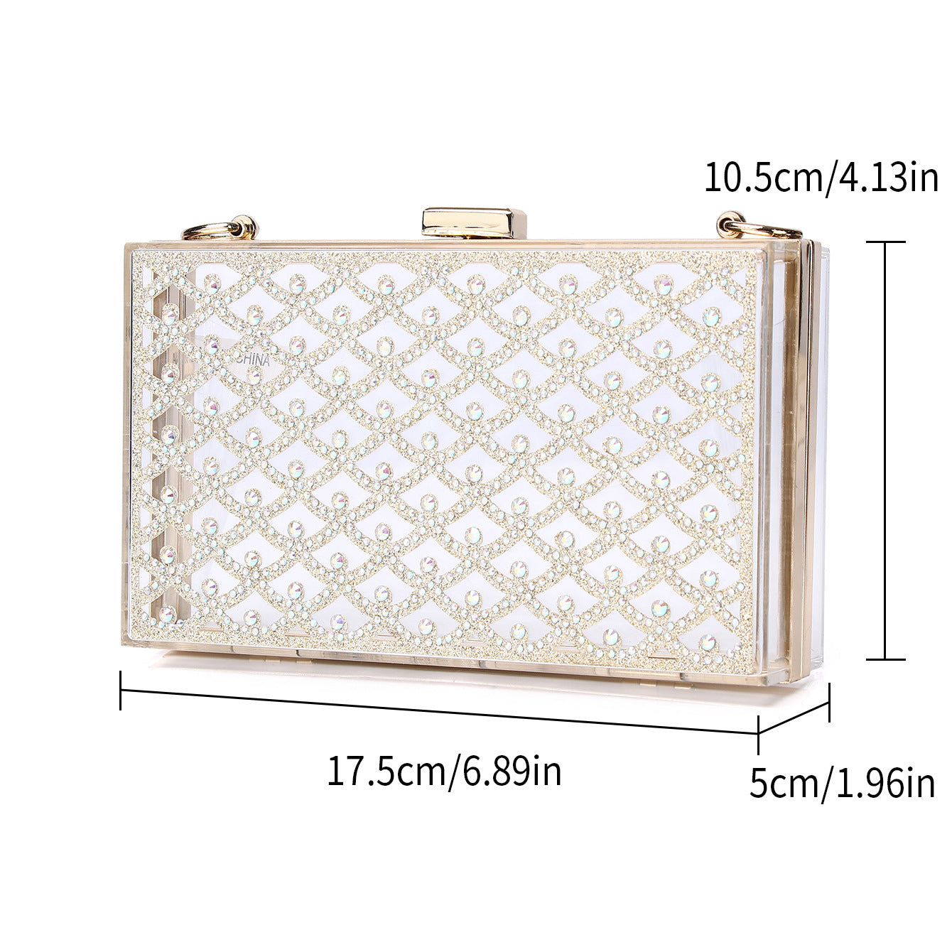 Transparent Acrylic Fashion Diamond Box Chain Dinner Bag
