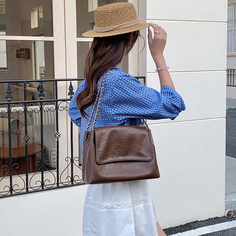 Women's Large Capacity Korean Fashion Commuter High-grade Chain Small Square Bag