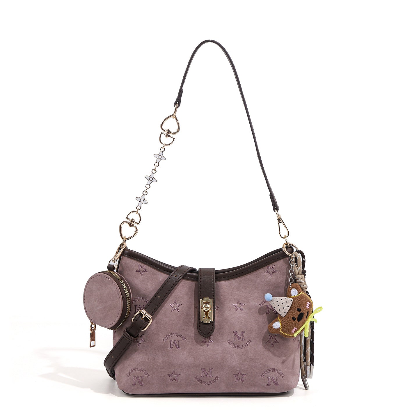 Women's Embroidered Cute Bear Pendant High-grade Light Bags