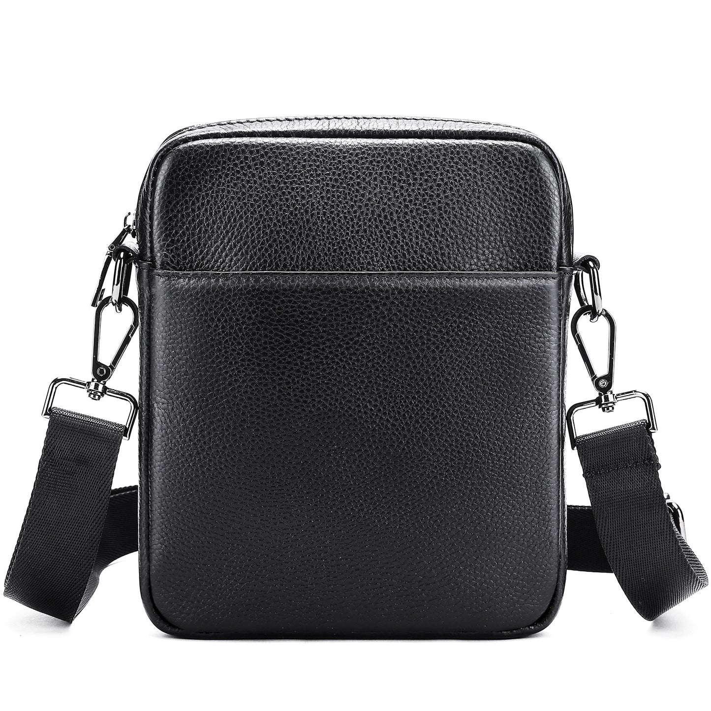 Men's Vintage Cowhide Genuine Leather Vertical Black Fashion Men's Shoulder Bag