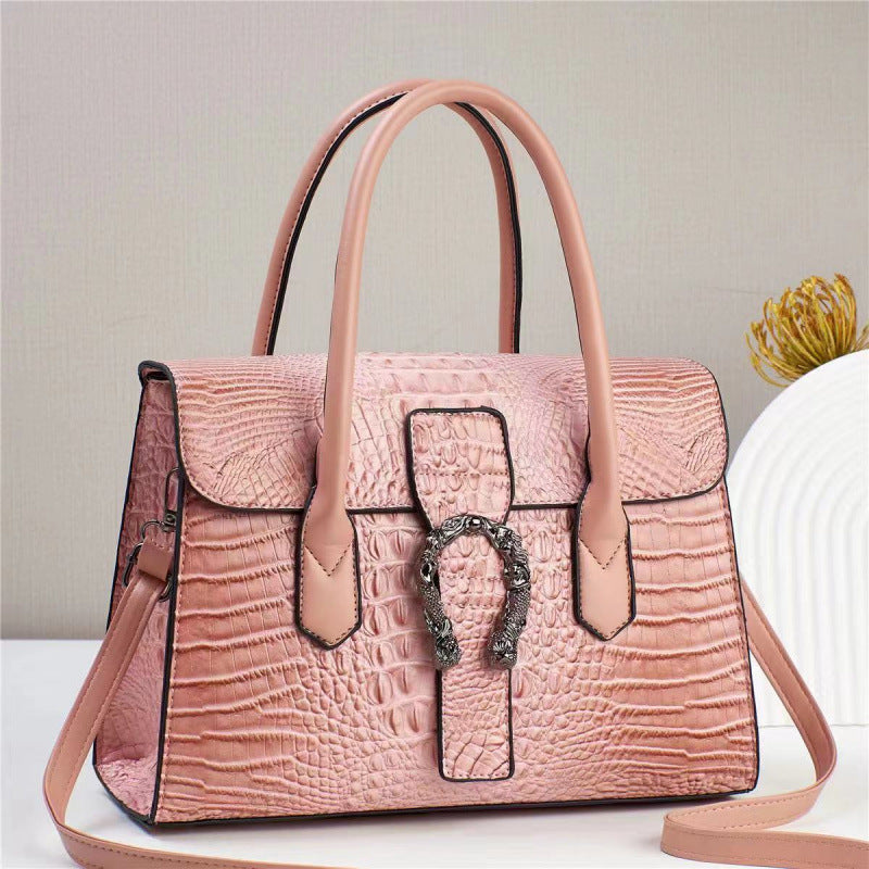 Fashion Alligator Print Large Capacity Versatile Party Shopping Women's Handbag