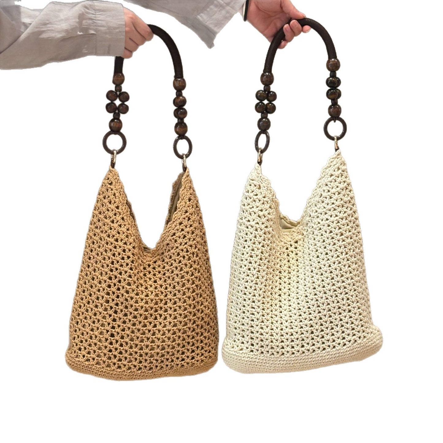 Chinese Style Beads Strap Cotton Thread Woven Women's Shoulder Bag