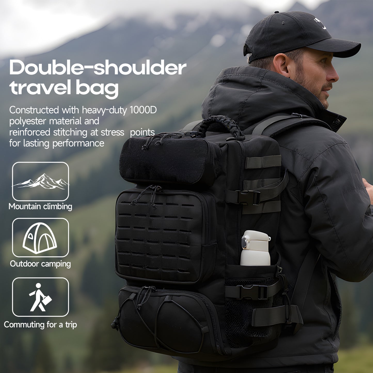 Men's Large Capacity Waterproof Hard-wearing Multifunctional Storage Tactical Backpack