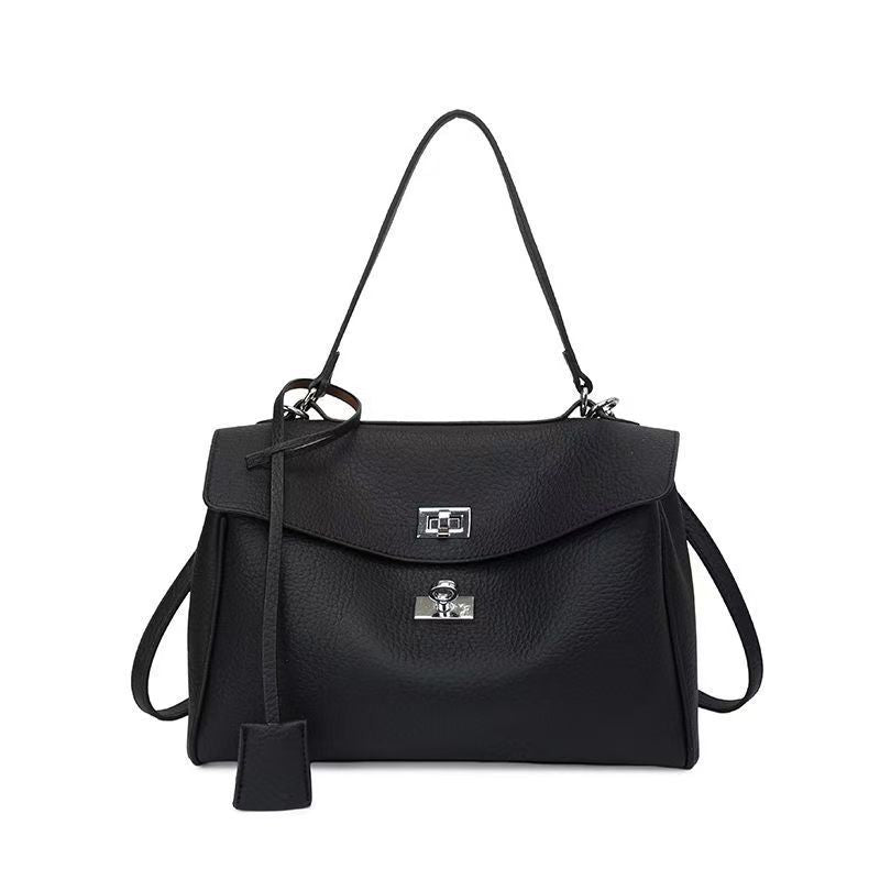 Women's Textured Lychee Pattern Soft Leather Large Bags
