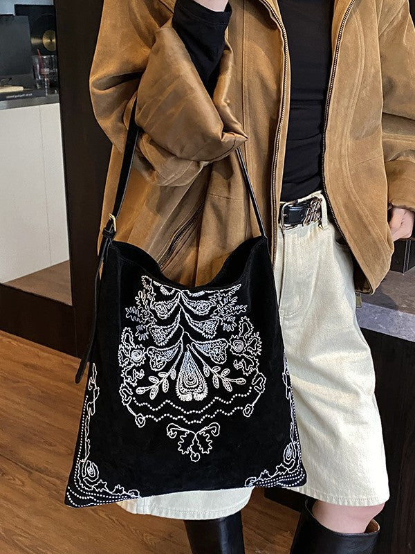 Chinese Style National Frosted Embroidered Commuter Women's Shoulder Bag