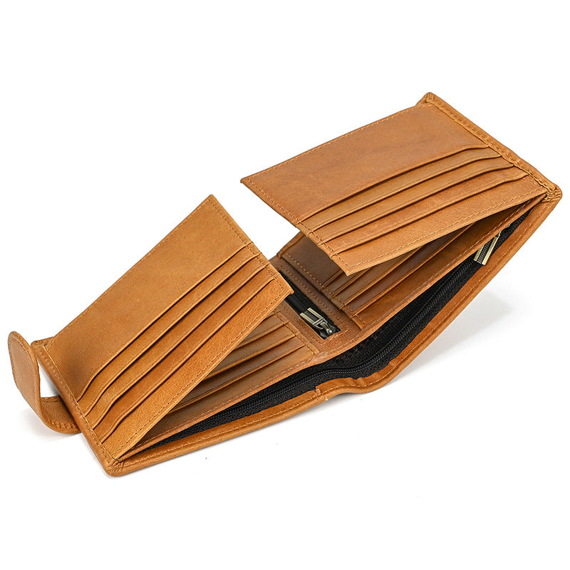 Men's Genuine Leather Vertical Fashion Vintage Cowhide Men's Wallet