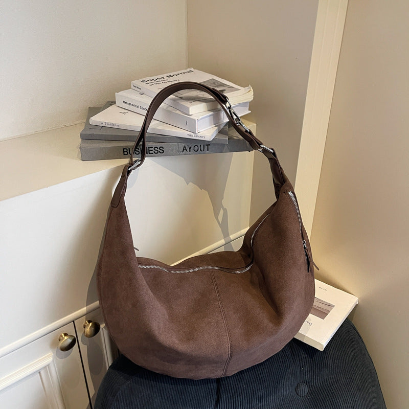 Women's Suede Saddle Fashionable Retro Large Capacity Bags