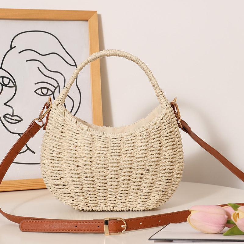 Women's Flower Basket Straw Cute Hand Carrying Three-dimensional Woven Women's Shoulder Bag