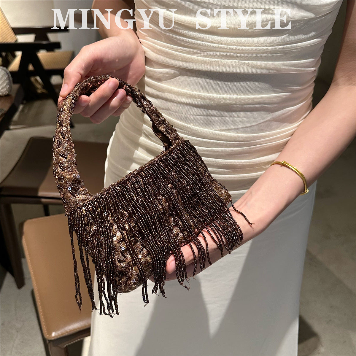 Chinese Style Handmade Beaded Retro Tassel Ancient Niche Cheongsam Women's Messenger Bag
