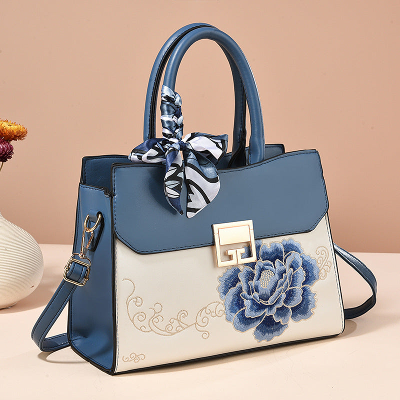Embroidery Mother Large Capacity National Style Stitching Elegant Women's Handbag